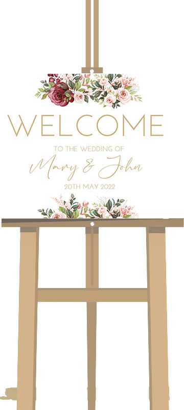 wedding sign with easel