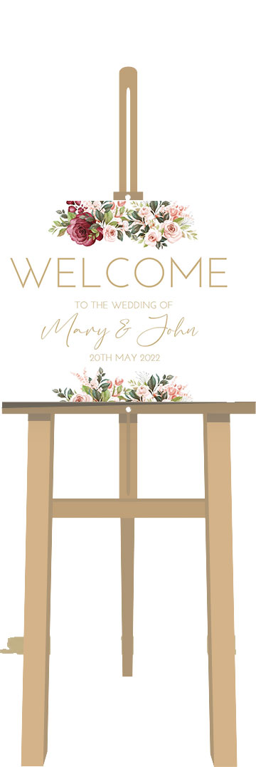 wedding sign with easel