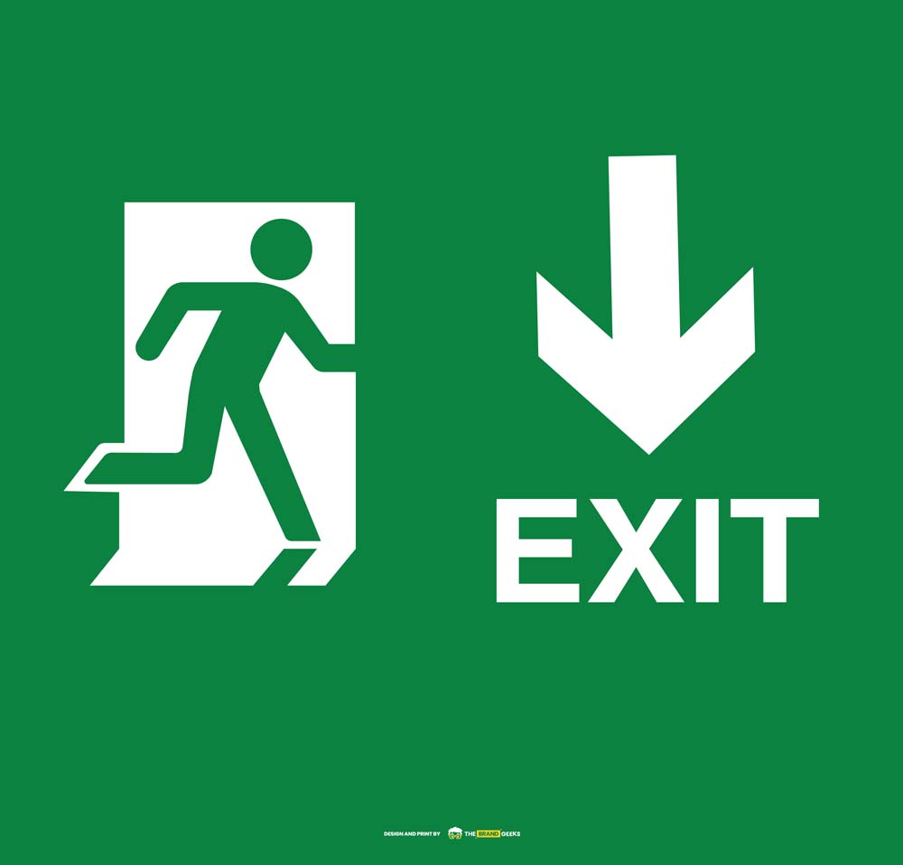 Safety Signs Exit Down Arrow