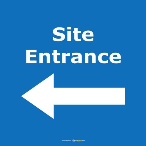 Safety Signs Site Entrance Blue Left Arrow
