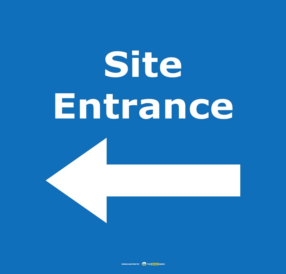 Safety Signs Site Entrance Blue Left Arrow