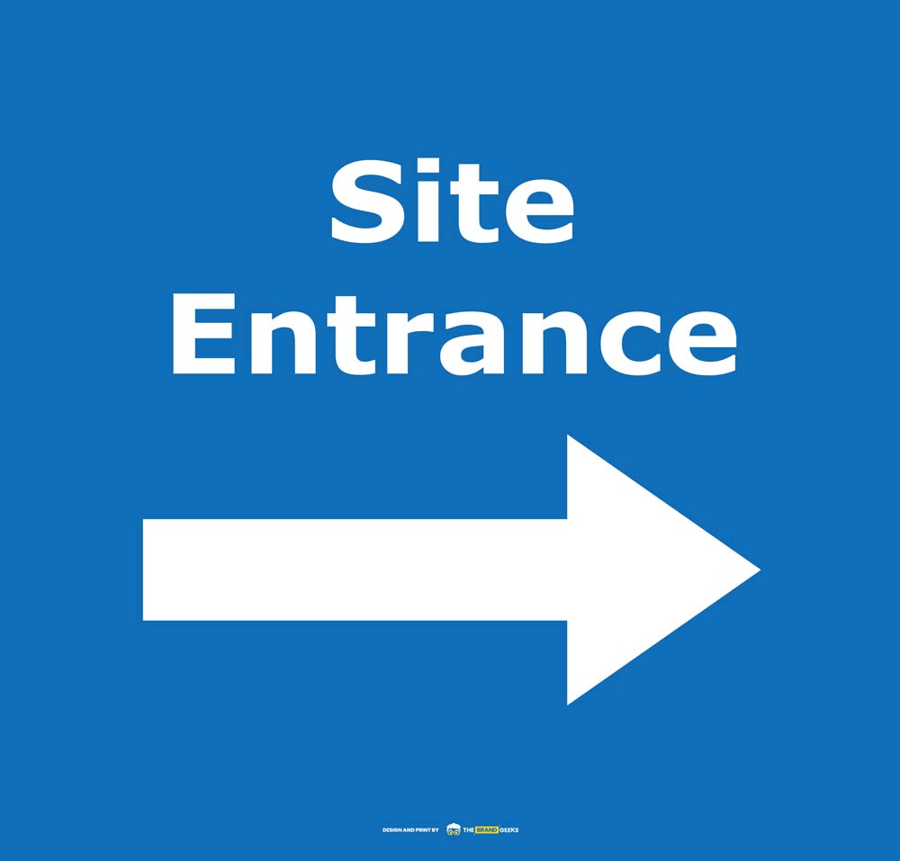 Safety Signs Site Entrance Blue Right Arrow