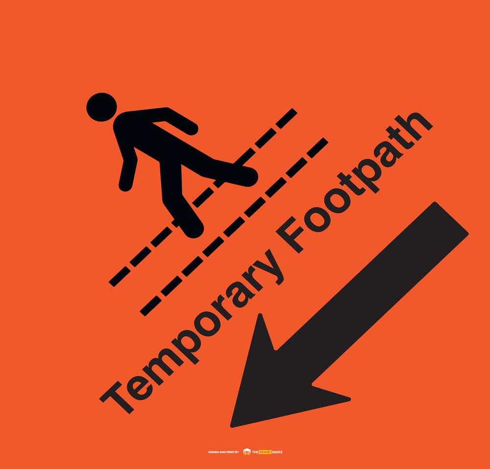 Safety Signs Site Temporary Path Left Arrow